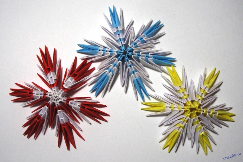 Снежинка модульное оригами для детей