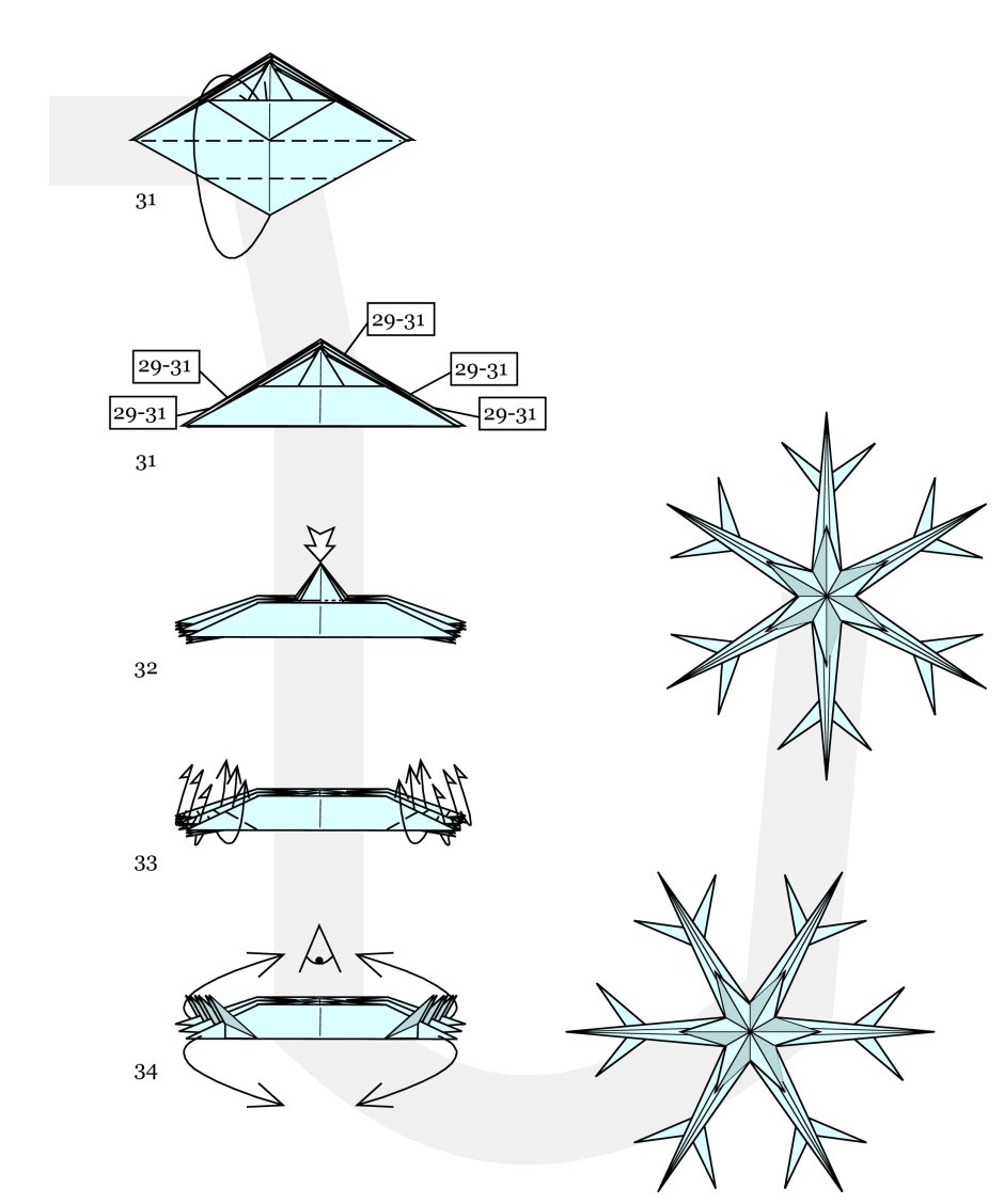 Снежинка оригами схема