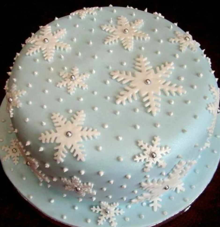 Новогодний торт украшение снежинки