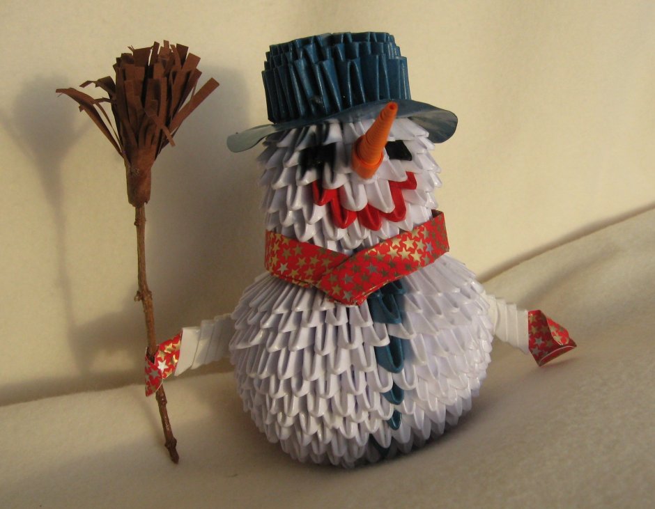 Шляпа для снеговика из модулей оригами