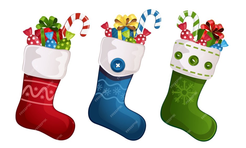Новогодние носки для подарков векторные
