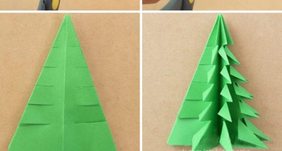 Оригами на новый год для детей 3-5лет елочка