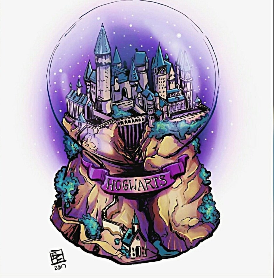 Рисунки Гарри Поттер маркерами Хогвартс