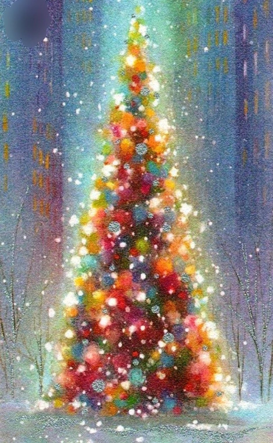 Новогодняя елка пастелью