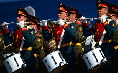 Сводный оркестр на параде Победы на красной площади