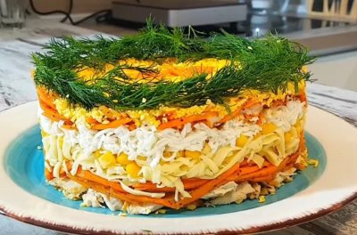Салат из копчёной курицы с корейской морковкой