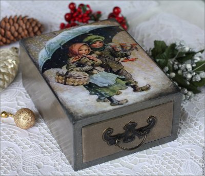 Новогодние шкатулки декупаж