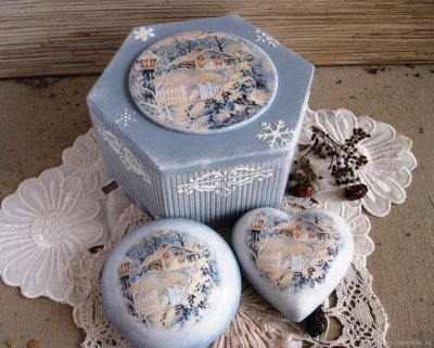 Новогодняя коробка декупаж