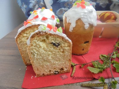 Пасхальный кулич с изюмом и цукатами