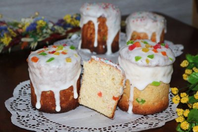 Пасхальный кулич с изюмом и цукатами