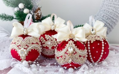 Елочные шары из бархата
