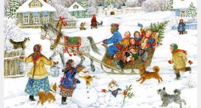 Зимние забавы художник Елена Уварова