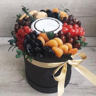 Букеты из сухофруктов в коробочках