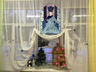 Украшение зала в стиле Снежная Королева