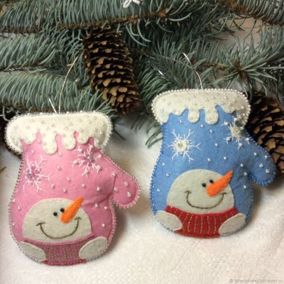 Новогодняя игрушка рукавичка