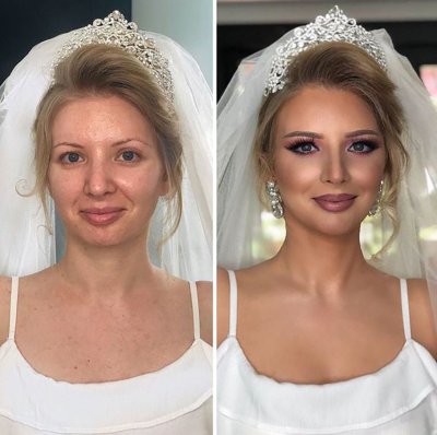 Свадебный макияж до и после