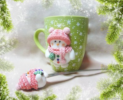 Новогодняя Кружка из полимерной глины