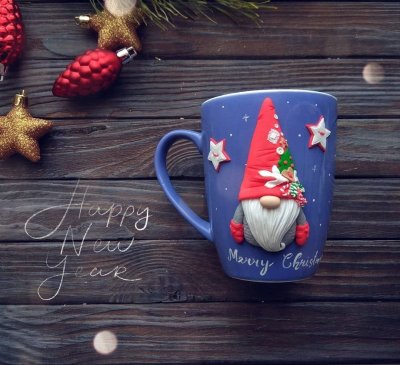 Новогодняя Кружка из полимерной глины