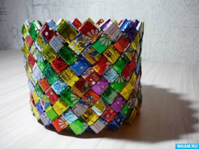 Корзинка из фантиков от конфет