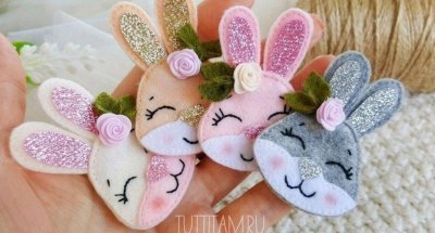 Заколки и резинки из фетра