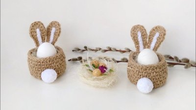 Пасхальная корзинка из джута крючком