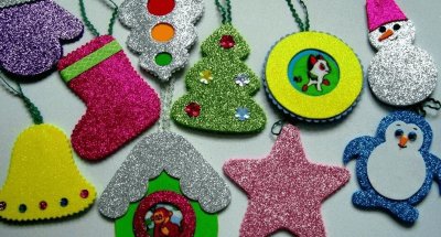 Ёлочные игрушки из фоамирана глиттерного блестящего