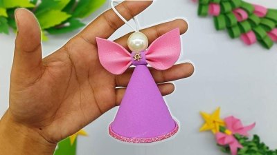 Ёлочные игрушки из фоамирана глиттерного ангел