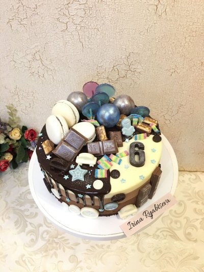 Торт с голубикой и маршмеллоу